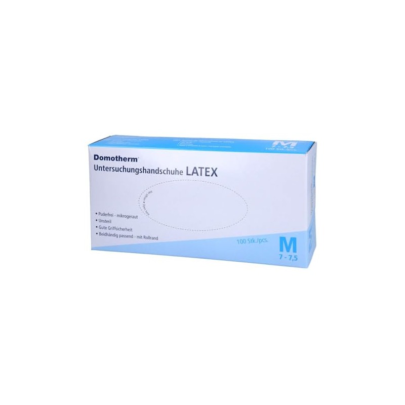 DOMOTHERM Non-Sterile Latex Gloves M White Pack of 100