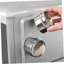 GLEAVI 8pcs Magnetic Spice Jar Canisters Small for Jars Spice Container Tin Fridge Magnetic Jars Spice Jars with Label Stickers Magnets Spices Magnetic Spice Holder Stainless Steel Silver
