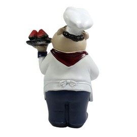 KiaoTime Restaurant Kitchen Decorative Cooking Chef with Fruit Figurine Counter Top Welcome Chef Statue Collectible Figurine