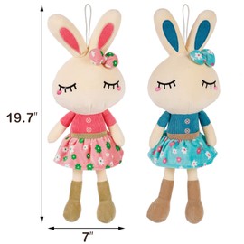Set of 2 Easter Bunny Plush for Kids, 18.3" Easter Stuffed Animal, Big Rabbit Toys Cute Birthday Gifts for Boy Girl, Pink & Blue