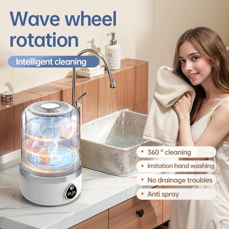 Portable Washing Machine, Compact Mini Washing Machine for Delicates &