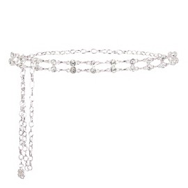 Naimo Rhinestone Waist Chain Belt Crystal Chain Belt Metal Link Body Chain Waist Belt for Dress Denim Dresses, Alloy, Rhinestone