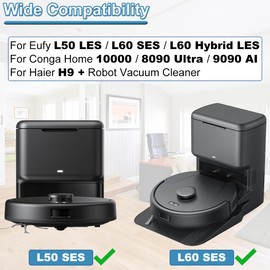 EATBALE L60 Dust Bag Replacement for Eufy L50 L60 SES Hybrid, for Conga Home 10000, 8090 Ultra, 9090 AI, for Haier H9 + Robot Vacuum Cleaning Self Empty Station, 2.5L Dirt Disposal Bags (10 Pack)