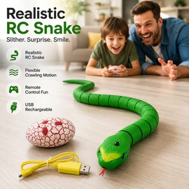 Realistic Remote Control Snake Toy for Pranks – USB Rechargeable Crawling RC Viper for Halloween Fun