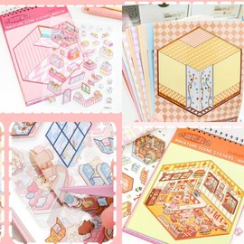 Luzhans 20 Sets DIY 3D Stickers Scene for Adults Teenagers Girls Children, DIY Sticker Therapy for Adults, Make Your Own Miniature House Sticker 3D Sticker Scene Relief Stress