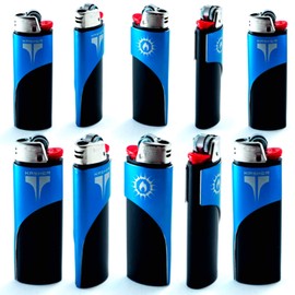 Kasher Classic Multi-Tool Lighter Case with Lighter - Lightweight, Durable Construction, Portable - Stainless Steel Accessory with Versatile Usage as Cutter for Opening Packages - Pack of 10 (Blue)