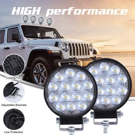 DriSentri Round Led Light Bar, 2PCS 4.5Inch 140W 14000LM Flood Offroad Light, Led Off Road Flood Lights Pod Fog Driving Bar Bumper for Jeep 4X4 / Truck/Boat/Off-Road SUV