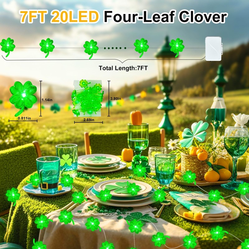 Aogist St. Patrick 's Day Clover String Lights, 16 ft
