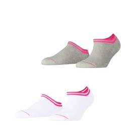 ESPRIT Women's Base Stripe 2-Pack Trainer Socks Breathable Organic Cotton Short Patterned 2 Pairs, Multicoloured Grey White 0010, 35 - 38