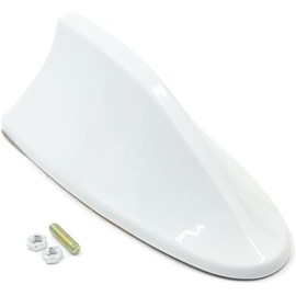 Unifizz Shark Fin Style Car Signal Antenna Vehicle Roof AM/FM Radio Signal Antenna Aerial White Plastic