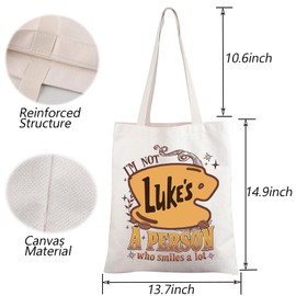 Luke's Inspired Tote Bag Luke's Diner Gift Gilmore TV Show Merchandise Gift I’m Not Luck’s A Person Who Smiles A Lot Handbag (Smiles A Lot tote)
