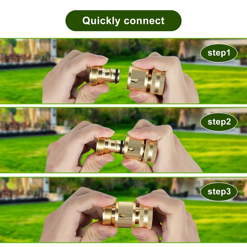 Mdlufee Garden Hose Quick Connector,3/4 inch Brass Shut Off Valve