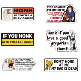 Honk If Funny Bumper Sticker Decal for Cars - Waterproof Don't Honk at Me My Dad is Dead Sticker | Ideal for SUV,Window,Auto | 6pcs