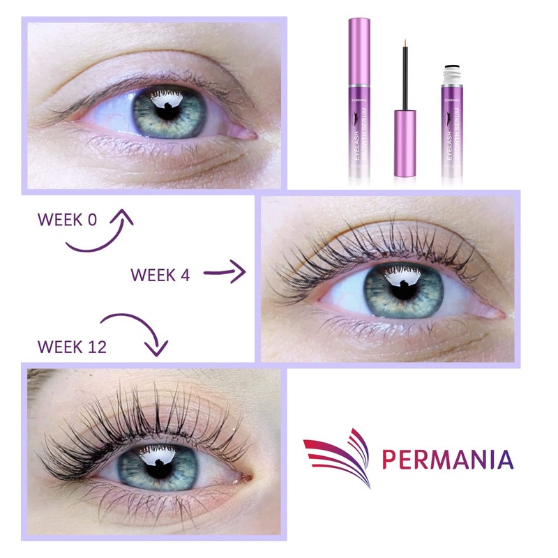 PERMANIA Lash Serum, Eyelash Growth Serum, Eyelash Enhancer, Fast Eyelashes
