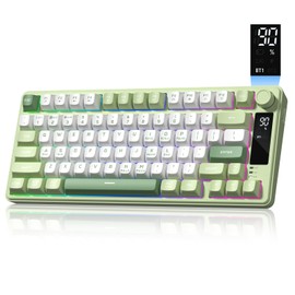 Womier DK75 Wireless Membrane Keyboard,75% Silent Keyboard RGB Backlit with Knob & OLED Display, 2.4GHz/Type-C/BT5.0,MDA Profile,Mechanical-Like Keyboards for Gaming/Typing/Win/Mac/PC