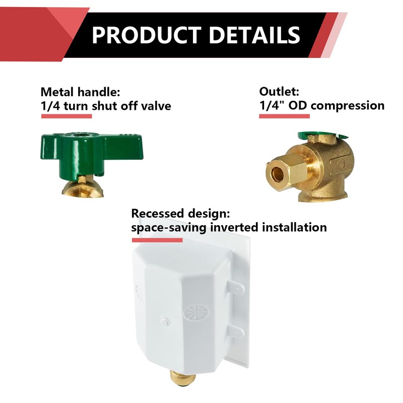 EFIELD Push-fit Pre-Assembled Ice Maker Outlet Box, 1/2-Inch Push-Fit Connection