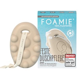 Foamie Solid Shower Gel with Coconut and Cocoa Butter, Massage Effect, 100% Vegan, Plastic-Free, Especially for Dry Skin, 80 g