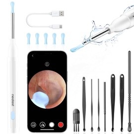 Ear Wax Removal Tool 8 PCS Ear Cleaner with Camera Rechargeable Earwax Removal Kit with 5 Ear Spoon Smart Ear Cleaner for iOS and Android