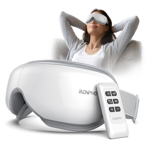 RENPHO Eyeris1 Eye Mask with Heat, Remote Control, Bluetooth Music, Rechargeable Electric Eye Beauty Device Eye Care for Relaxing Eyes, Dark Circles, Eye Bags, Dry Eyes, Sleep Mask, Birthday Gifts