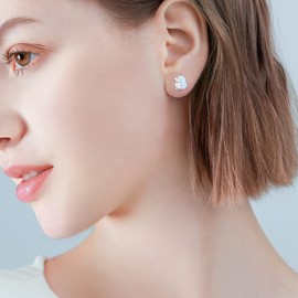 TANGPOET Hedgehog White Opal Stud Earrings Gifts for Women Girls 925 Sterling Silver Hypoallergenic Animal Earring Hedgehog Jewellery for Her Kids Mothers