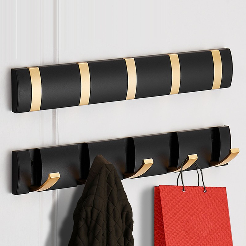 Thickened Invisible Hook 5 Hook Wall Mounted Coat Rack Folding