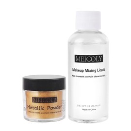 MEICOLY Gold Face Paint,0.7 Oz Metallic Powder with 2.1 Oz Makeup Mixing Liquid,High Pigments Gold Body Paint for Character Look, Metallic Gold