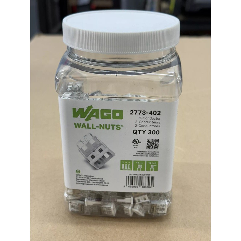 WAGO Wall-nuts 2-conductor # 2773-402 (300 Qty)