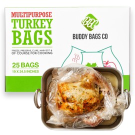Buddy Bags Co Multipurpose Turkey Oven Bags - Made in USA - 19" x 24.5" - 25 Pack