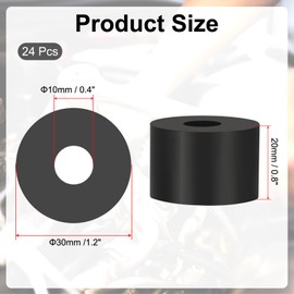 PATIKIL Multi Purpose Rubber Spacer, 24 Pcs 10mm ID x 30 OD x 20mm T Neoprene Round Anti-Vibration Isolation Pads Isolator Rubber Bushings Spacer Washer for HVAC Bolts Car Accessories
