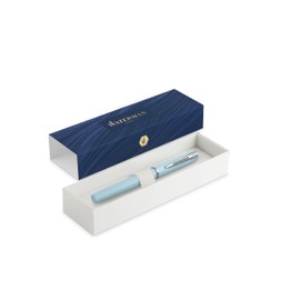 Waterman Allure Fountain Pen | Baby Blue Pastel with Chrome Trim | Fine Nib | Black Ink | Gift Boxed