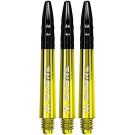 Mission Darts Sabre Shafts | Durable Polycarbonate Stems with Black Aluminium Top | 1 Set of 3 Shafts | Yellow | Tweenie (S1561)