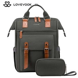 LOVEVOOK Outdoorfun Laptop Backpack with USB Port and Small Bag for Women - Spring Glow Up Stylish Work Bag for Teacher, Nurse, Travel:_Red-black_15.6" - 13"L x 5"W x 17"H