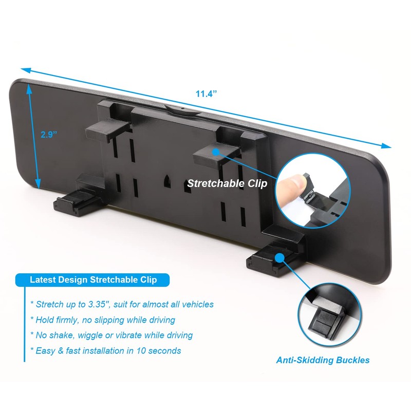 Kitbest Rear View Mirror, Universal 11.4 Inch Interior Clip On