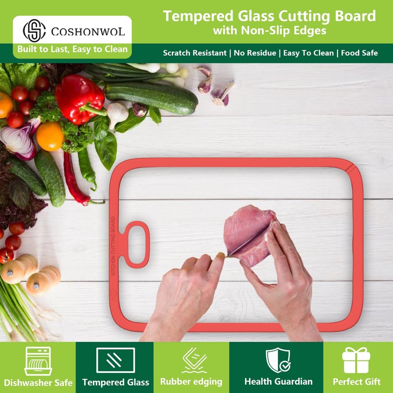 Tempered Glass Cutting Board for Kitchen Counter – Dishwasher Safe,