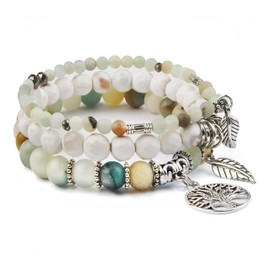 Jardme Beaded Bracelets for Women, Healing Stone Crystal Bracelets Tree of Life Bracelet Stretch Chakra Bracelet, Jewelry Gifts for Women