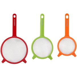 Farberware Set of 3 Strainers. Red, Green and Orange