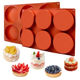 2 Pack Large Silicone Molds for Baking/Non-Stick 4 inch 6-Cavity Round Silicone Baking Mold for Whoopie Pie Pan, Corn Bread, Candy, Eggs, Muffin, Soap,