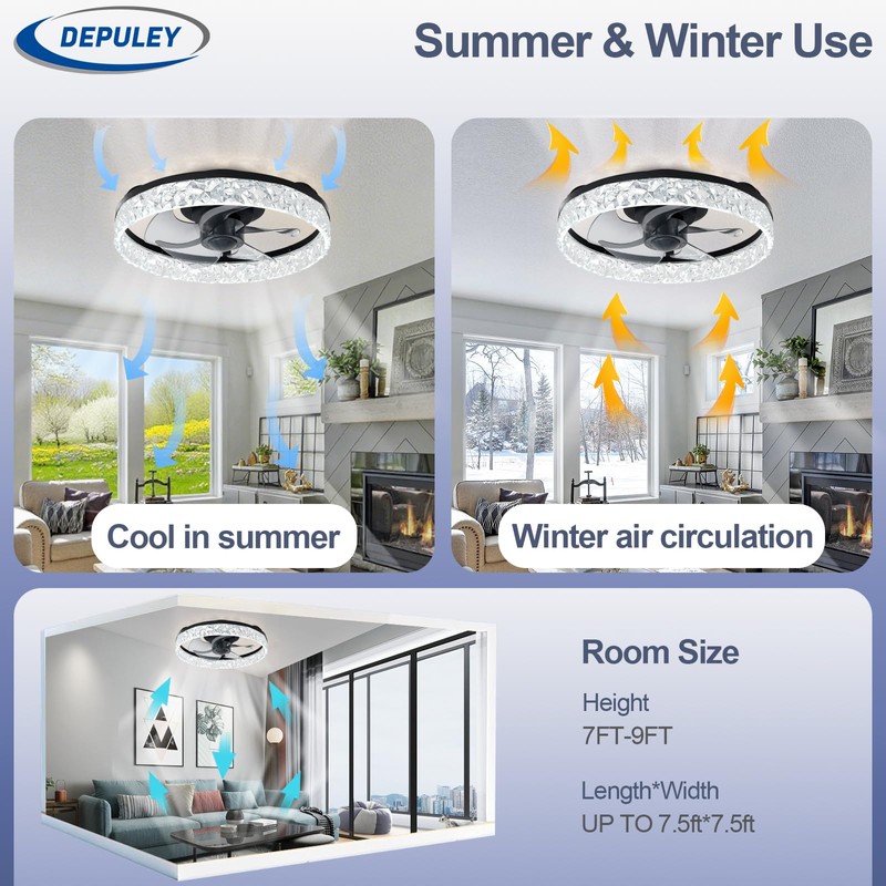 Depuley Ceiling Fans with Lights and Remote: 16" Modern Low