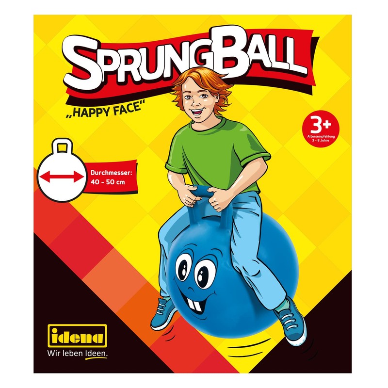 Idena 40094 Ball Happy Face, 45-50 cm, Blue