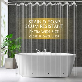 ZEMAHOME Extra Large Size PEVA Plastic Shower Curtain Liner Premium Light Weight 108" x 72" Clear Bathroom Shower Showroom Curtain Liner with Rustproof Metal Gromments and Weighted Magnet