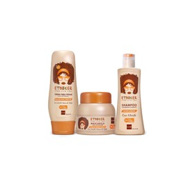 ETNIKER Afro-textured, Curly & Wavy hair Wash Kit: Styling Cream, Nourishing Shampoo, and Deep Conditioning Mask with Coconut, Shea Butter & Monoi Oil. Free S&S Mineral Oil, Parabens ( 3piece Set)