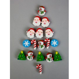 Emartbuy Christmas Mini Erasers – Pack of 4 Tubes with 17 Holiday-Themed Erasers Each - Santa, Snowman, Tree & More - Fun Gift for Kids & Classrooms