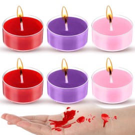 6 Pcs Low Temperature Candles Tea Lights Low Heat Candles Body Safe Wax Play Toys Romantic for Lovers Couples, Wedding Anniversary Centerpiece, Smokeless, Unscented(Mixing Colors,Round)