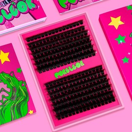 PURELEOR Lash Clusters Kit Fluffy 50D 80D 100D 150D Individual Lashes D Curl Cluster Eyelash Extensions 10-16mm DIY Thick False Eyelashes Kit with Lash Bond and Seal Waterproof, Lash Applicator:_150D-1