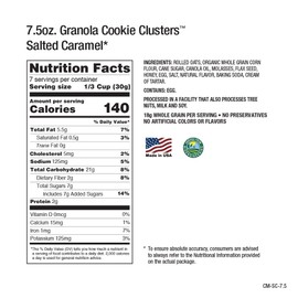 Crazy Monkey Baking | Granola Cookie Clusters | 18 Grams Whole Grain | All Natural Ingredients | 7.5 Ounce Resealable Bag | Salted Caramel