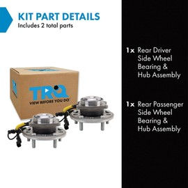 TRQ Rear Wheel Hub Bearings Assembly Set Driver & Passenger Side Compatible with 2017-2023 Chrysler Pacifica 2020-2023 Voyager