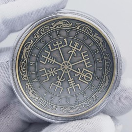 Viking Compass Vegvisir Challenge Coin - Norse Runic Design Unique Gift for Viking & Norse Mythology Enthusiasts
