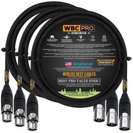3 Units - 4 Foot - WBC-PRO-Quad Ultra-Silent Ultra-Flexible Balanced Star-Quad Cable with Amphenol Male & Female XLR Plugs & Black Tweed Jacket