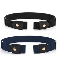 salefun 2 x Stretch Belt without Buckle Belt Women Men Elastic up to 140 cm, Black, Dark Blue