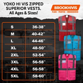 Press Photographer Superior Zipped Hi Vis Vest High Visibility Safety Waistcoat Pockets Reflective Bands Event Staff, Event Support, 12 Colour Options, Brook Hi Vis (Purple, Small)